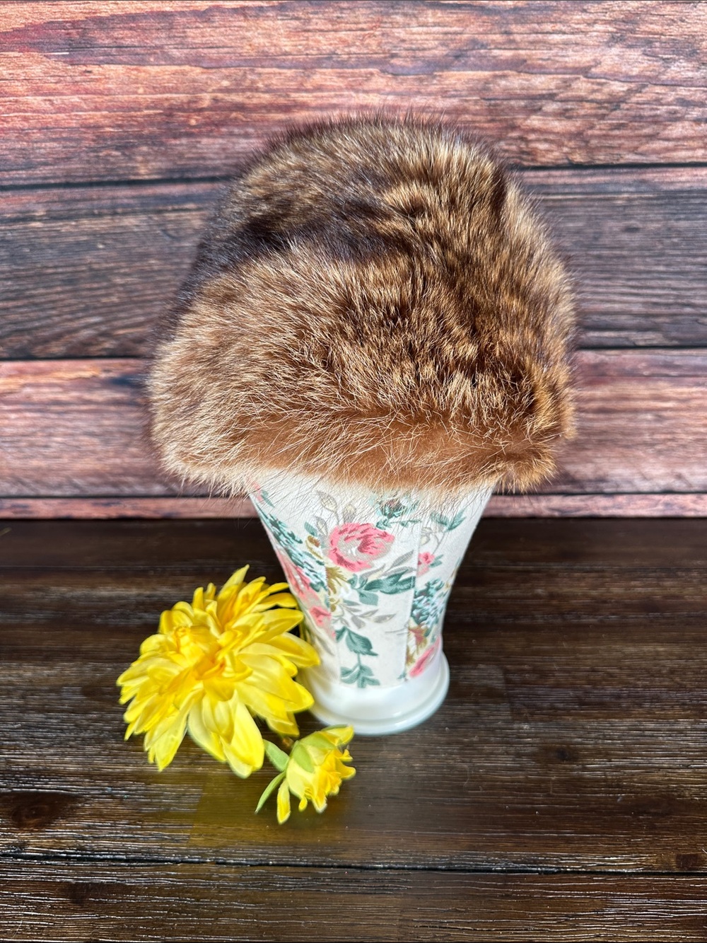 Fabiani Vintage Plush Brown Fur Pillbox Hat